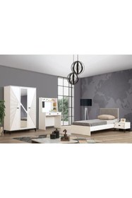 Resim Setay Safir Genç Odası - 3 Kapılı Dolap, Karyola, Komodin, Masa 