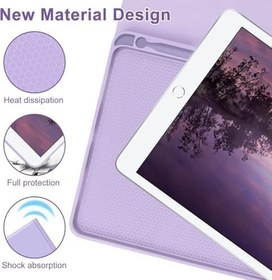 Resim Apple iPad 7. Nesil 10.2" ile uyumlu Kılıf Kablosuz Klavyeli Case Mobax A2197 A2198 A2200 Lavendery Gray 