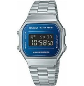 Resim Casio A168wem-2bvdf Retro Quartz Çelik Gri Mavi Kadran 36 Mm Kadın Kol Saati Gri 