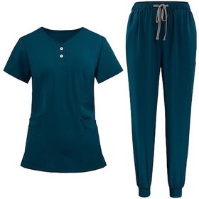 Resim Dolıty Kadın Fırçalama Üniforma Seti Hemşire İş L-mavi 