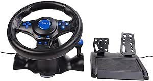 Resim PS3 için Yarış Direksiyonu, PS2, PC için, Driving Force Yarış Direksiyonu ve Pedal, USB Powered, 3'ü 1 Arada Oyun Yarış Direksiyonu, Çift Titreşim Etkisi, 180 Derece Döndürme 