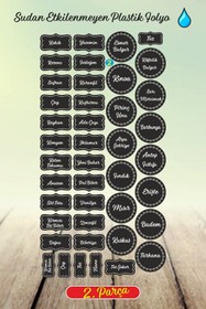 Resim ENGINPRINT Siyah 107 Adet Yıkamaya Dayanıklı Plastik Folyo Mutfak Düzenleme Etiketi 