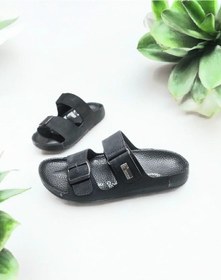 Resim Tokalı Ve Cırtlı Class Rahat Taban Ev Ve Dışarı Terliği Siyah 