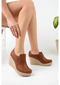 Resim Epaavm - Dolgu Taban Çift Lastikli Taba Cilt Ayakkabı - İrm4607 Taba 