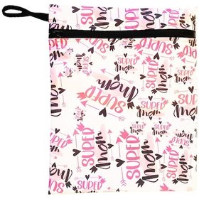 Resim Yorni 43x46cm, Super Mom, Su Geçirmez Islak Mayo Çantası, Torbası Beyaz 