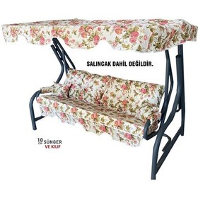 Resim 3 Kişilik Lüks Vip Düğmeli Salıncak Minderi Ingiliz Gülü Bahçe (552012621) 
