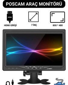 Resim POSCAM 7 İnç Hd Araç İçi Monitör HDMI VGA AV Girişli 