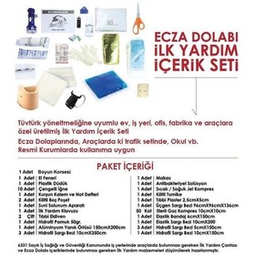 Resim Ecza Dolabı + İlk Yardım İçeriği Pratik Açılır Kapanır Kapaklı 45 CM 