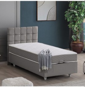 Resim Tavira Tek Kişilik Baza Başlık Letto Yatak Seti - Gri 90 x 190 