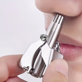 Resim Erkekler ve Kadınlar için Paslanmaz Çelikten Yapılmış Pil Gerektirmeyen Burun Kılı Düzeltici - Yıkanabilir, Döner Makas Teknolojisi, Burun Boşluğu İçin Güvenli, Seyahat & Günlük Kullanım İçin İdeal, Taşınabilir Bakım Aracı ile Temizleme Fırçası 