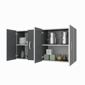 Resim Kenzlife hazır mutfak merta gri 060*120*22 mutfak banyo dolabı kapaklı raflı 