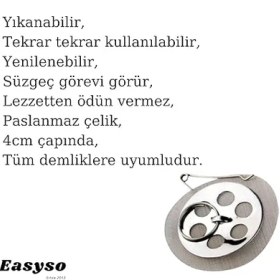 Resim Içi Süzgeç Demlik Çay Süzgeci 5 Adet Her Demliğe Uyumlu Sök-Tak Süzgeç Uzun Ömürlü EASYSO1049 