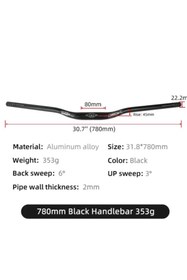 Resim tur bike Siyah Wake Bisiklet Alüminyum Gidon 780mm 31,8mm 