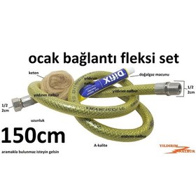 Resim Doğalgaz Ocak Fleksi 150cm Gaz Hortumu Yeni Sistem Bir B 