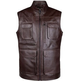 Resim Tamer Tanca Erkek Hakiki Deri Kahverengi Yelek Deri Mont 415 Safarı Erk Dr Yelek Sk24/25 Cay Naturel K. Kahverengi 