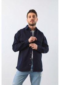 Resim Erkek Oversize Jean Gömlek Lacivert 001 