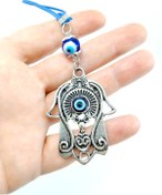 Resim biuti Metal Hamse Eli / Fatma Ana Eli Nazar Boncuğu Araba Dikiz Ayna Süsü Taşlı Lüks Hediyelik Aksesuar 