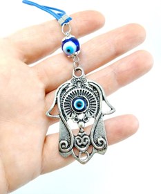 Resim biuti Metal Hamse Eli / Fatma Ana Eli Nazar Boncuğu Araba Dikiz Ayna Süsü Taşlı Lüks Hediyelik Aksesuar 