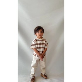 Resim Lolipop Kids Store Erkek Çocuk Çizgili Tişört Gabardin Kumaş Pantolon Bayramlık Alt Üst Takım 