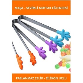 Resim Sevimli El Şeklinde Isıya Dayanıklı Paslanmaz Çelik Silikon Maşa 