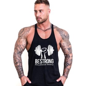 Resim Ghedto Be Strong Gym Fitness Tank Top Sporcu Atleti Siyah 