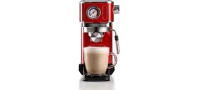 Resim Esmo Home Ariete Moderna Espresso Slim Kahve Makinesi Kırmızı 1381/13 - Metal Espresso Kahve Makinesi, Öğütülmüş Kahve ve Ese Pod Kahve ile Uyumlu, 1300 Watt, 1,1 Litre Su Tankı, Maxi Cappuccino Cihazı 
