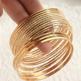 Resim Moda Basit Dokulu Geniş Versiyon Düz Bilezik Seti 14 adet 