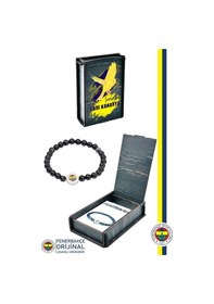 Resim Fenerbahçe Lisanslı Fb Akik 6mm Doğaltaş Bileklik Kanarya Baskılı Hediyelik Ahşap Kutulu 