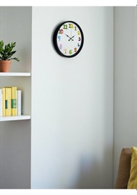 Resim 36 Cm Siyah Çocuk Odası Duvar Saati Açık 