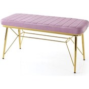 Resim Retro Ayaklı Babyface Kumaşlı Bench Puf Pembe 