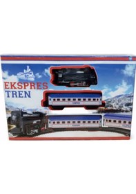 Resim Ekspres Tren Seti Raylı Oyuncak Tren Klasik Lokomotif Ve Vagonlar Kutulu 