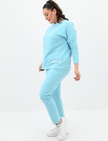Resim Kadın Büyük Beden Baskı Detaylı Eşofman Takımı 8102-24 - 3XL / Bordo 