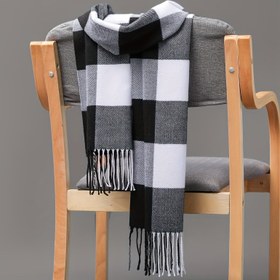 Resim Şenlikli Ekose Eşarp: Erkekler ve Kadınlar için Kış Sıcaklığı - Yumuşak Polyester, Saçak Detayı, Günlük Geziler için Uygun 