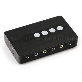 Resim Dark USB 2.0 Full 7.1 Analog / Optik 2 Kanal Profesyonel Harici Ses Kartı (DK-AC-USCP7) 