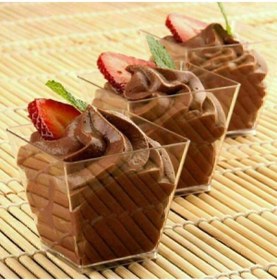 Resim Genel Markalar Prizma Mini Mika Plastik Sunum Kabı Kübik Kase Kapaksız 200 Cc - 50 Adet 