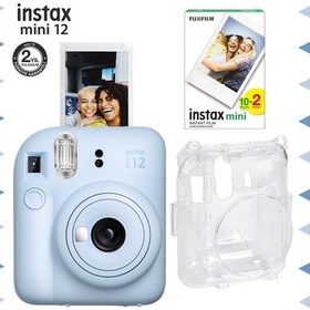 Resim Fujifilm Instax Mini 12 Fotoğraf Makinesi + 20'li Film + Şeffaf Kılıf Seti Mavi 