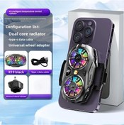 Resim Challenger Klipsli Siyah Stil Adaptörlü Çift Turbo Manyetik Soğutma Plakalı Telefon Serinletici Canlı Ekran Yarıiletken Soğutucu 