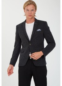 Resim Sposo 5106 Dar Kalıp Yarım Astarlı Siyah Erkek Blazer Ceket Siyah 