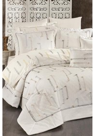 Resim Çise 10 Parça Çift Kişilik Çeyiz Seti Gri - Sarı Beyaz 