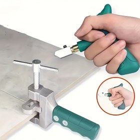 Resim Tek Saplı, Çelik Yapı, 2 Yedek Bıçak ve Ekstra Ölçü Bandı ile 2'si 1 Arada El Cam ve Fayans Kesme Alet Seti - Pilsiz Elde Taşınabilir Fayans Kırıcı, Cam Kesme Aleti 