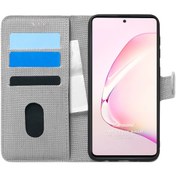 Resim Samsung Galaxy Note 10 Lite Kılıf Fabric Book Wallet Gri Microsonic