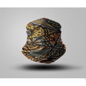 Resim Unisex Sarı Mandala Desenli Bandana Siyah 