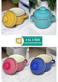 Resim Nishev 4 Lü Mini Emaye Derin Tencere Seti 12 Cm 900 Ml Çok Renkli 