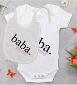 Resim Bitmeyenkartus Bk Kids Baba Anlamı Tasarımlı Bebek Body Zıbın Ve Mama Önlüğü Hed Çok Renkli 