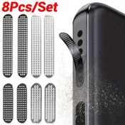 Resim Telefon Hoparlörü ve Şarj Portu için 8 Parça Metal Toz Korumalı Plâklar, Lüks Thin Mesh Kapağı, Toz Korumalı Yapışkan Ağ, Çeşitleş Smartphone Modelleriyle Uyumlu 