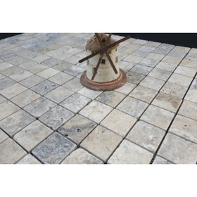 Resim Pietramosaic Gümüş/Silver Traverten Eskitme Doğal Taş Mozaik 