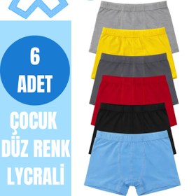 Resim CHARM Yıldız 6 Li Erkek Çocuk Pamuklu Asorti Düz Renk Boxer Külot 