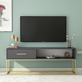 Resim Mira Tv Sehpası Antrasit - Gold 