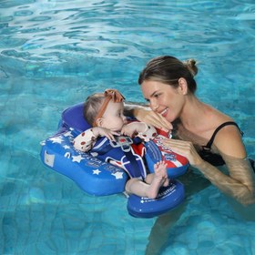 Resim Mambobaby Yüzme Simidi - USA Flag, Emniyetli, Gölgelikli ve Ayak Destekli 