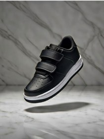 Resim Çocuk Cilt Cırt Cırtlı Siyah Beyaz Sneaker - Premium Kalite, Hafif & Dayanıklı, Rahat Taban 